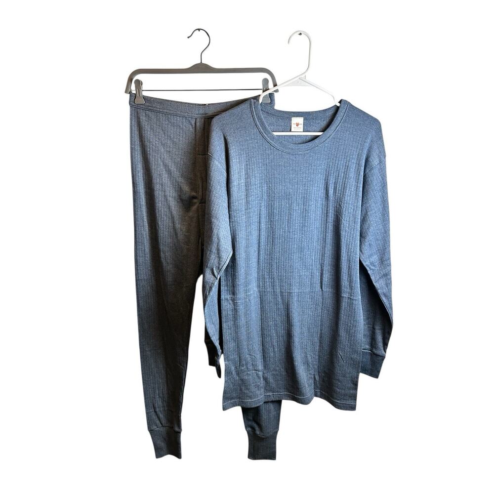 Men’s Fortress Thermal Set Ribbed Blue Base Layer Size XL